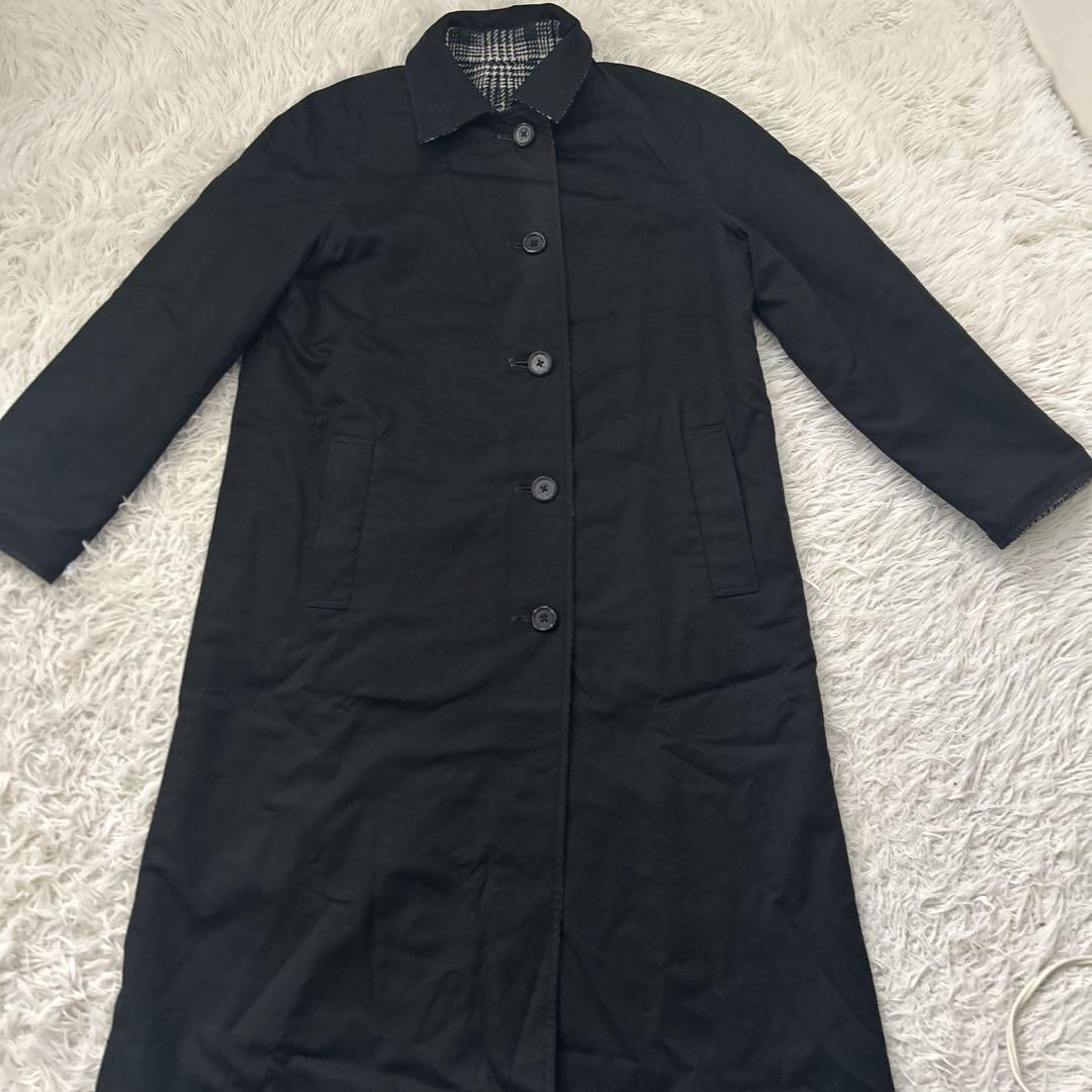 Aquascutum Reversible Coat FREE SIZE Black Green Authentic