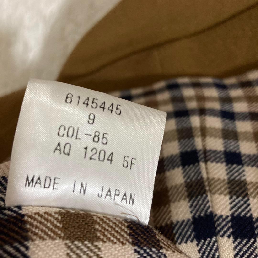 Aquascutum Long Coat Club Check FREE SIZE Wool Beige Authentic