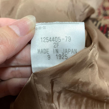 Aquascutum Long Coat Wool Check Asian fit M US size S Red Brown Authentic