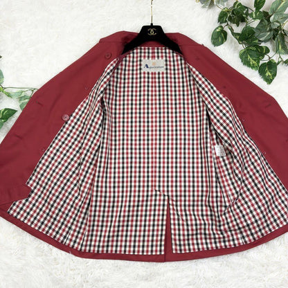Aquascutum Trench Coat Club Check Asian fit M US size S Red Authentic