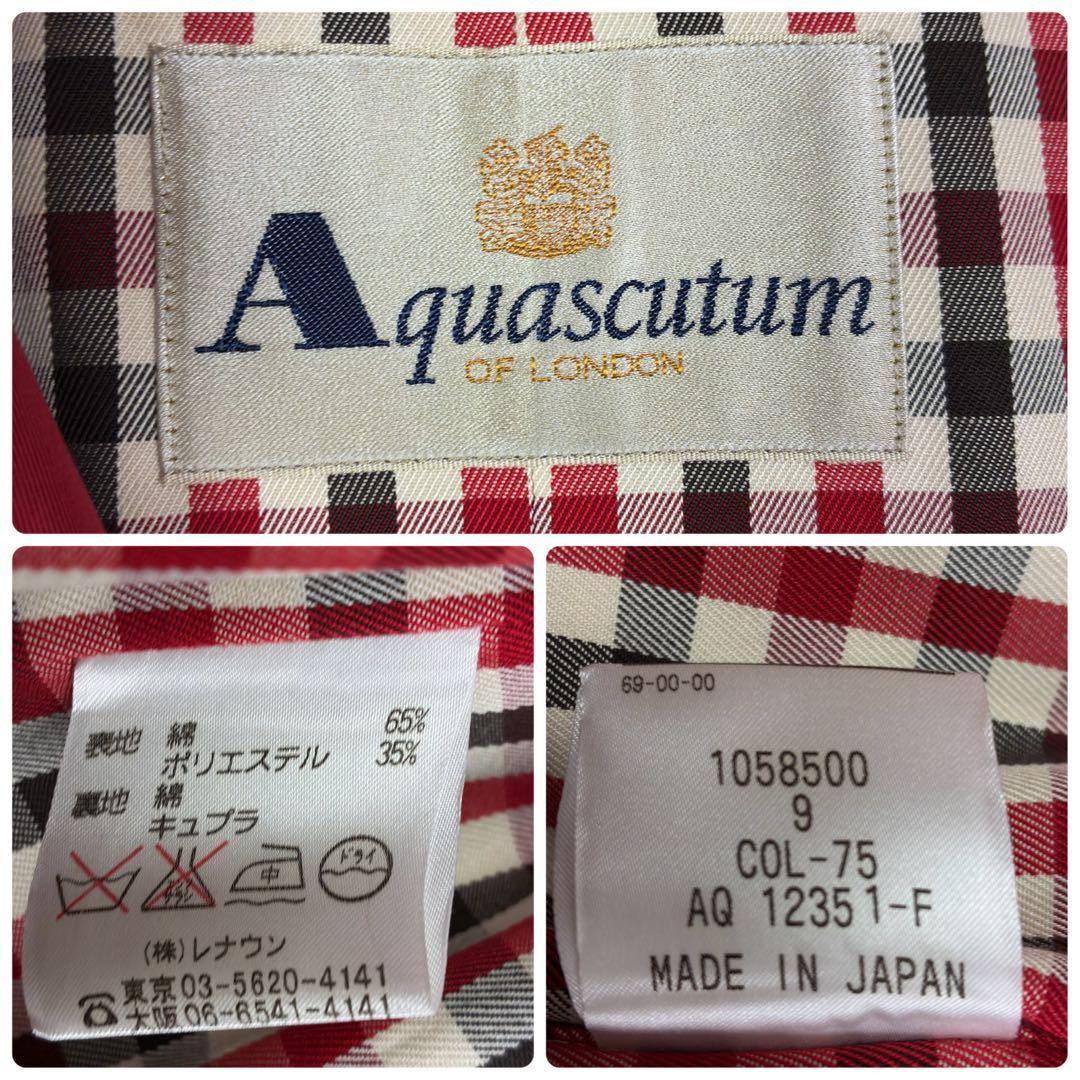 Aquascutum Trench Coat Club Check Asian fit M US size S Red Authentic