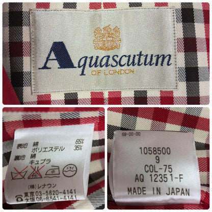 Aquascutum Trench Coat Club Check Asian fit M US size S Red Authentic