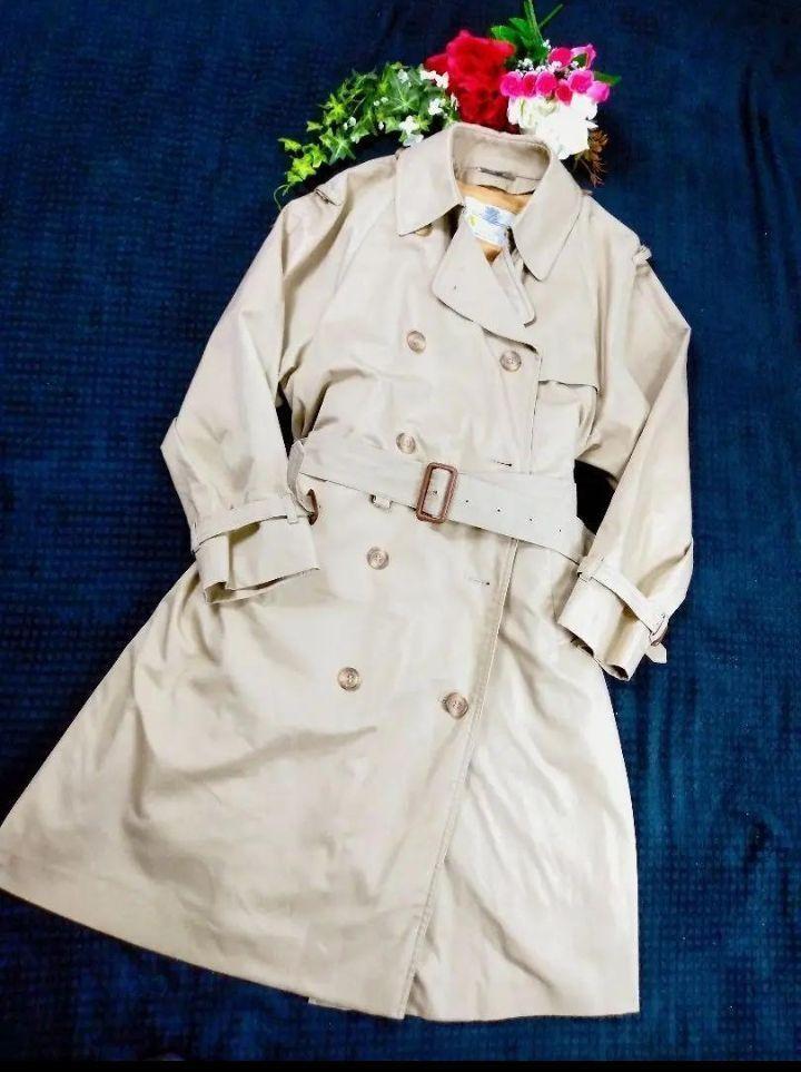 Aquascutum Trench Coat Club Check Asian fit L US size M camel Authentic