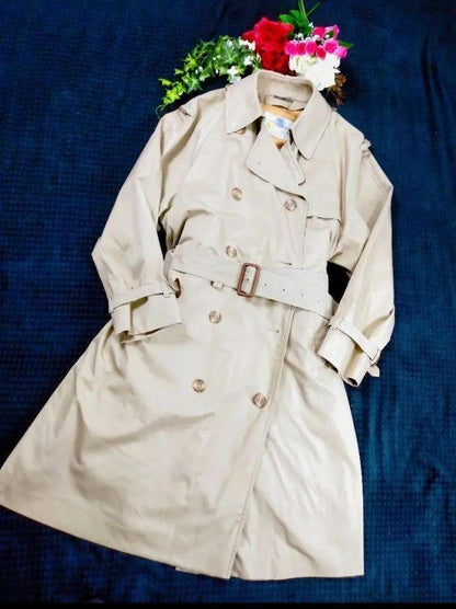 Aquascutum Trench Coat Club Check Asian fit L US size M camel Authentic