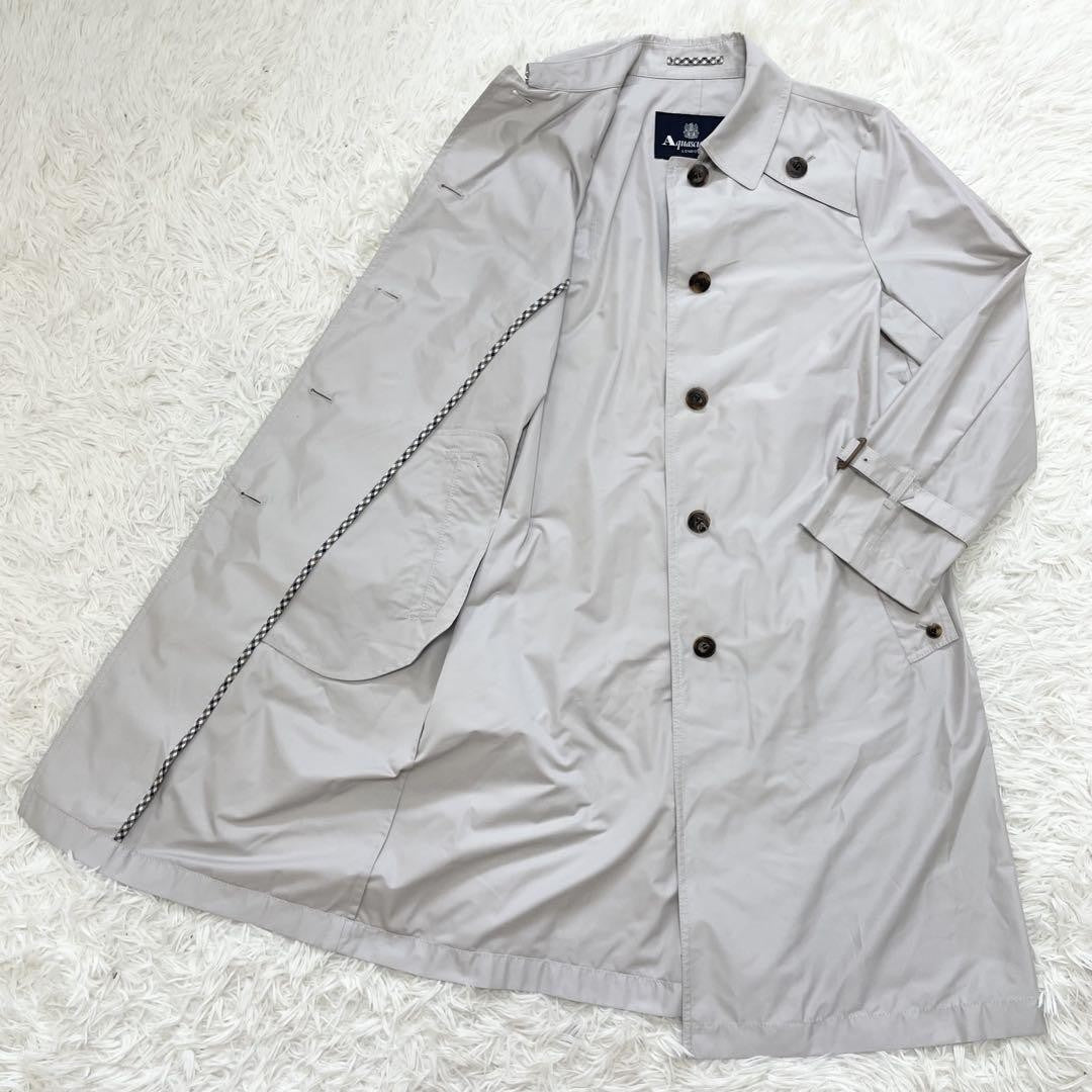 Aquascutum Trench Coat Asian fit L US size M Light Gray Authentic