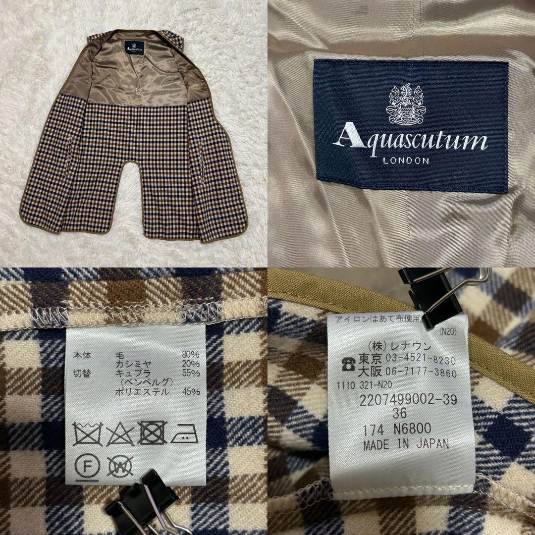 Aquascutum Trench Coat Club Check Asian fit S 36 US size XS Khaki Authentic