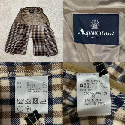 Aquascutum Trench Coat Club Check Asian fit S 36 US size XS Khaki Authentic