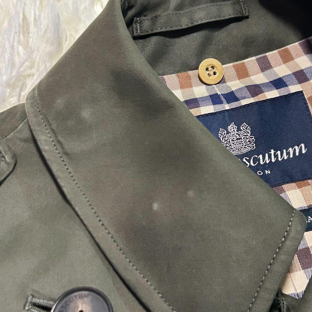 Aquascutum Trench Coat Club Check Asian fit S 36 US size XS Khaki Authentic