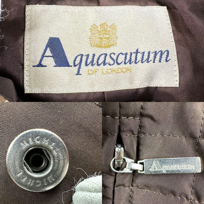 Aquascutum Trench Coat Club Check Asian fit XL US size L Brown Authentic