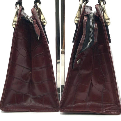 MULBERRY Hand Bag Tote Purse Leather Wine Red Authentic