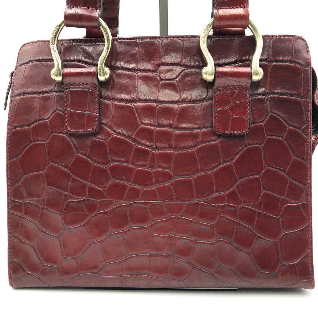 MULBERRY Hand Bag Tote Purse Leather Wine Red Authentic