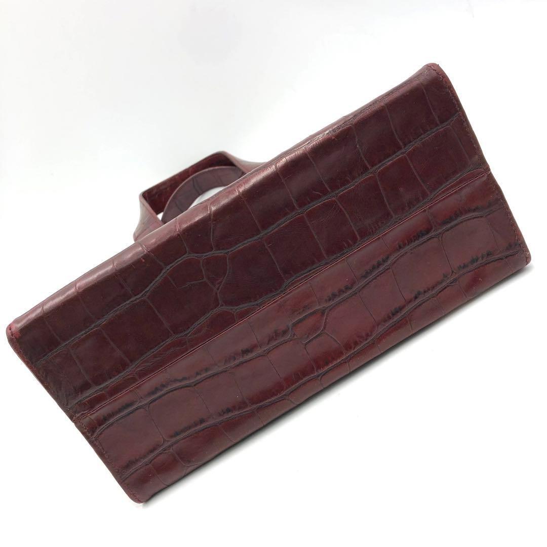 MULBERRY Hand Bag Tote Purse Leather Wine Red Authentic