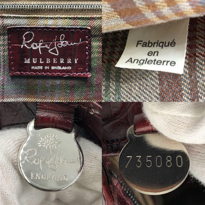 MULBERRY Hand Bag Tote Purse Leather Wine Red Authentic