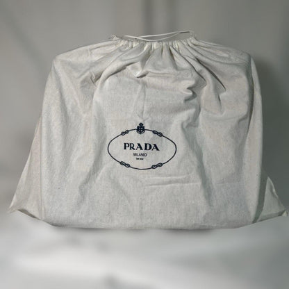 PRADA Hand Bag Tote Purse Logo Beige Blue Authentic