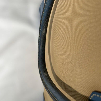 PRADA Hand Bag Tote Purse Logo Beige Blue Authentic