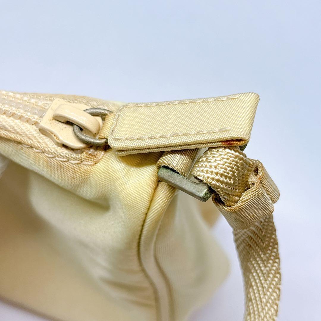 PRADA Accessory Pouch Shoulder Bag Purse Logo Nylon Yellow Authentic