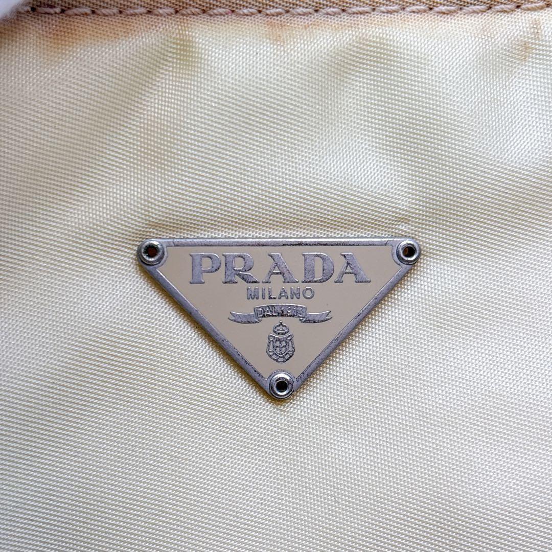 PRADA Accessory Pouch Shoulder Bag Purse Logo Nylon Yellow Authentic