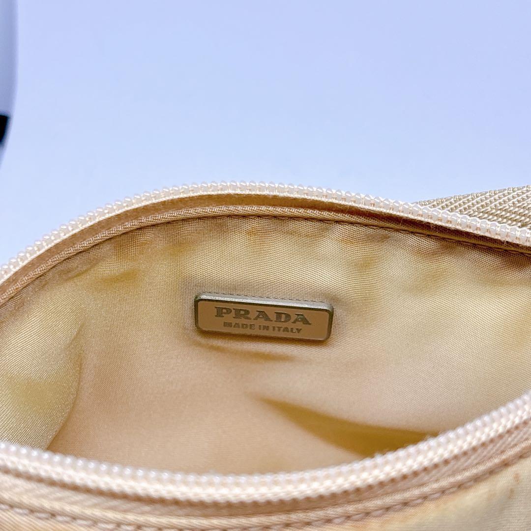 PRADA Accessory Pouch Shoulder Bag Purse Logo Nylon Yellow Authentic