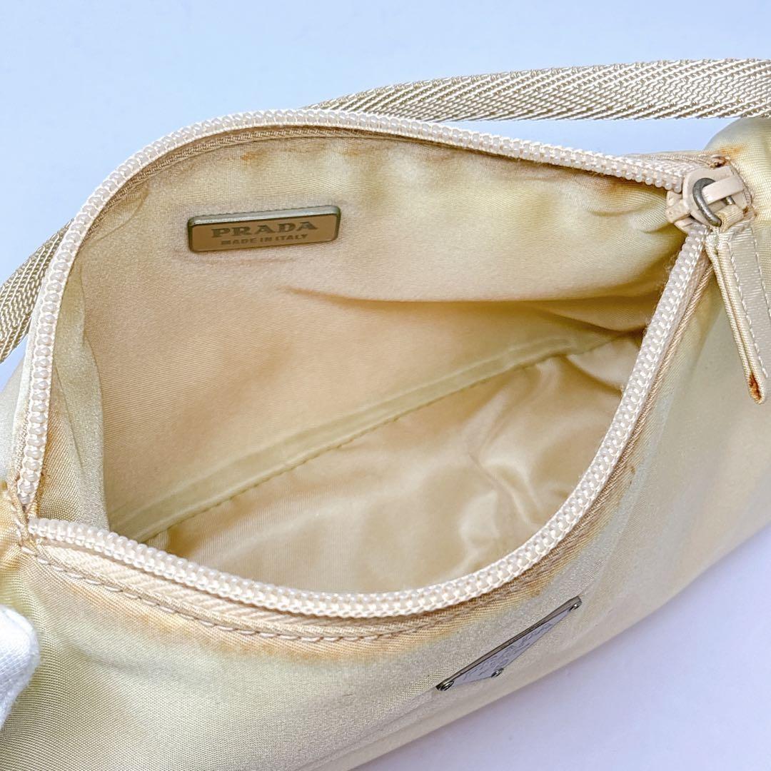 PRADA Accessory Pouch Shoulder Bag Purse Logo Nylon Yellow Authentic