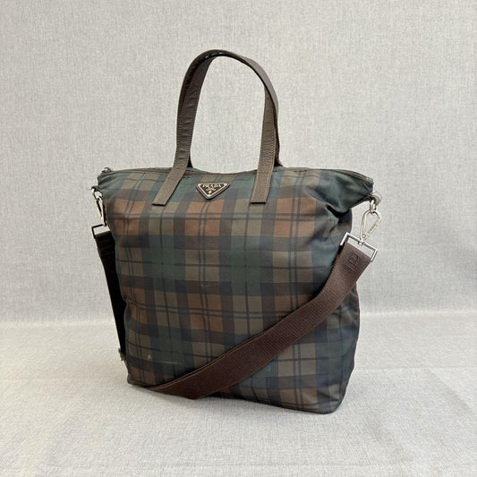 PRADA Hand Shoulder Bag Tote Purse 2way Logo Nylon Multicolor Authentic