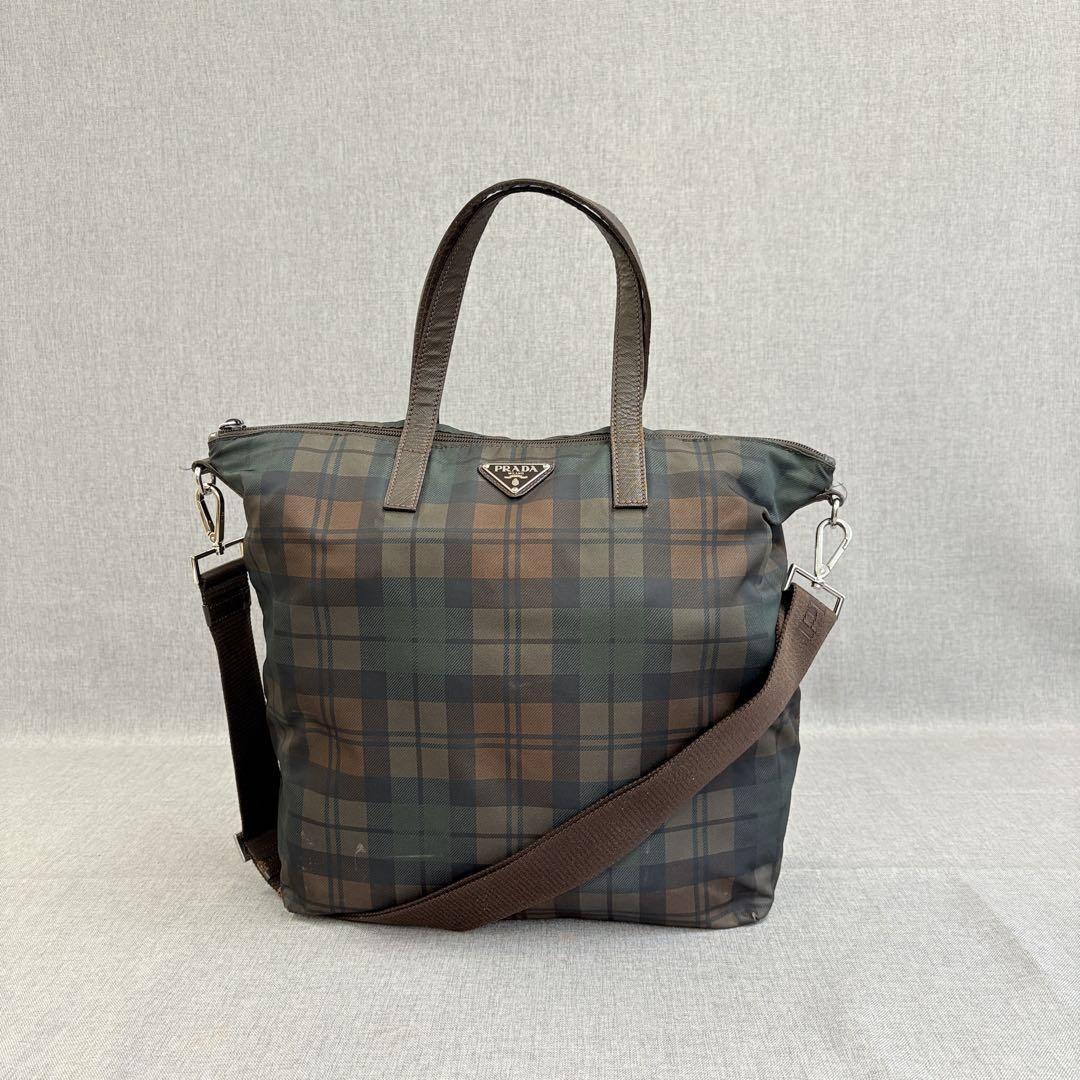 PRADA Hand Shoulder Bag Tote Purse 2way Logo Nylon Multicolor Authentic
