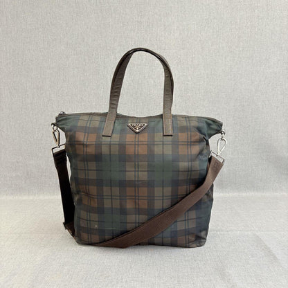 PRADA Hand Shoulder Bag Tote Purse 2way Logo Nylon Multicolor Authentic