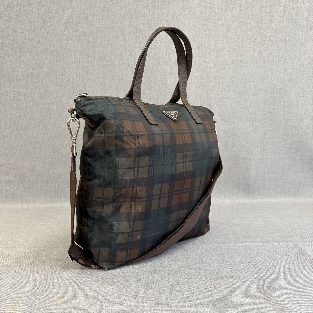 PRADA Hand Shoulder Bag Tote Purse 2way Logo Nylon Multicolor Authentic