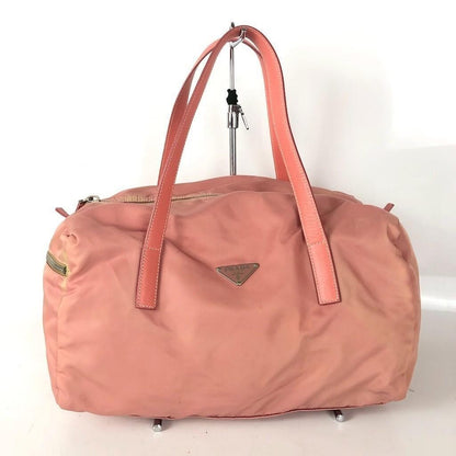 PRADA Hand Bag Tote Purse Logo Nylon Pink Authentic