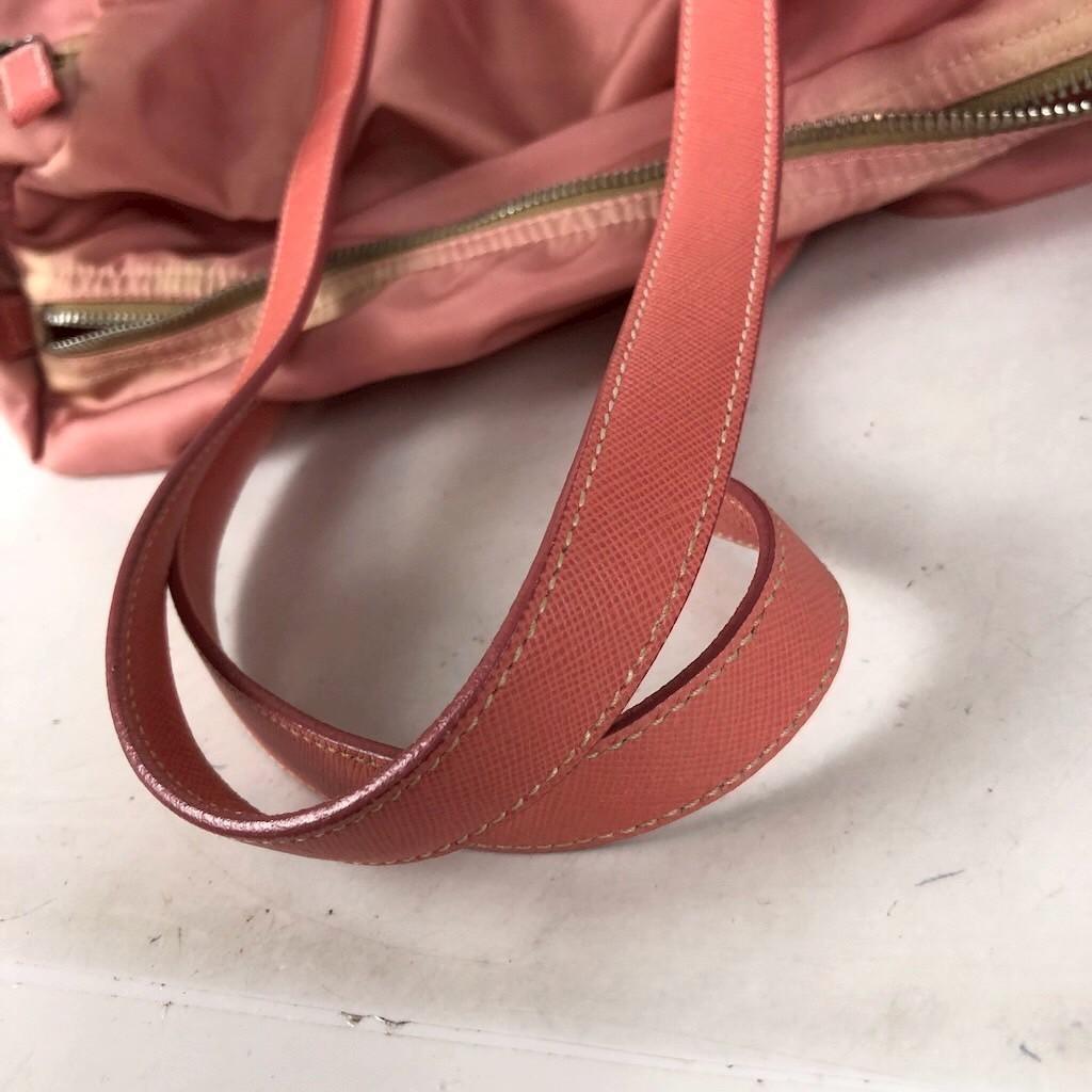 PRADA Hand Bag Tote Purse Logo Nylon Pink Authentic