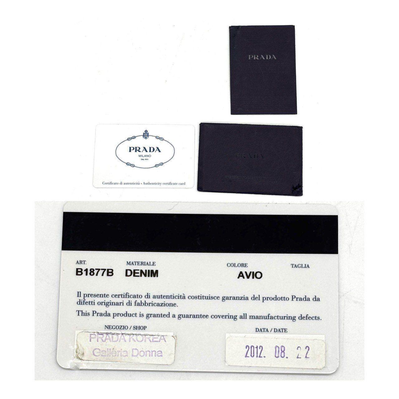 PRADA Hand Bag Tote Purse Canapa Canvas Indigo Blue Authentic