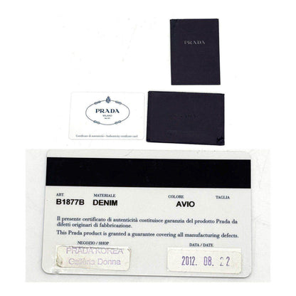 PRADA Hand Bag Tote Purse Canapa Canvas Indigo Blue Authentic