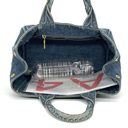 PRADA Hand Bag Tote Purse Canapa Canvas Indigo Blue Authentic