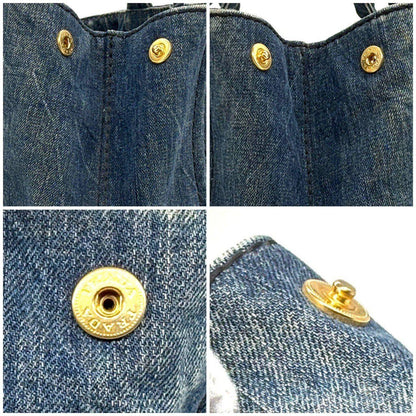 PRADA Hand Bag Tote Purse Canapa Canvas Indigo Blue Authentic