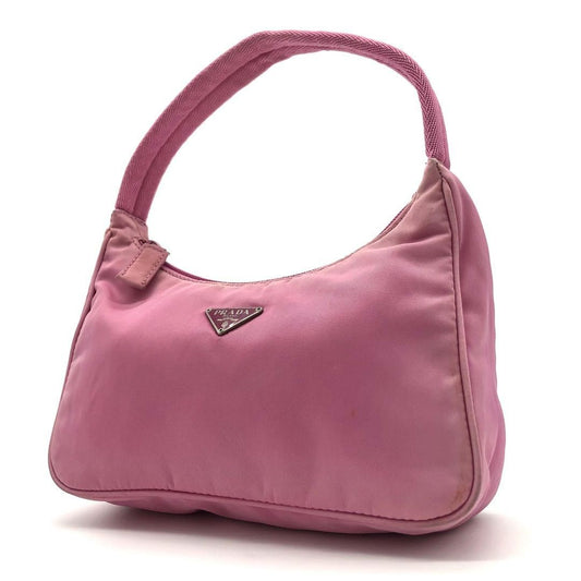PRADA Accessory Pouch Hand Pouch Logo Nylon Pink Authentic