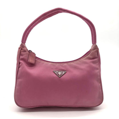 PRADA Accessory Pouch Hand Pouch Logo Nylon Pink Authentic