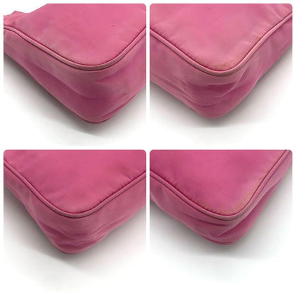 PRADA Accessory Pouch Hand Pouch Logo Nylon Pink Authentic