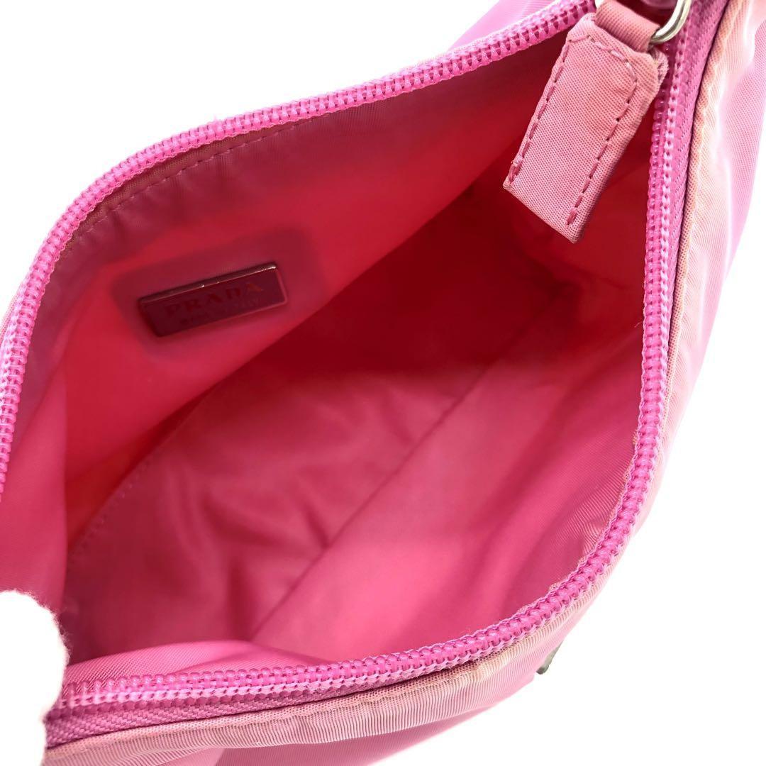 PRADA Accessory Pouch Hand Pouch Logo Nylon Pink Authentic