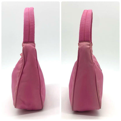 PRADA Accessory Pouch Hand Pouch Logo Nylon Pink Authentic