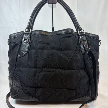 PRADA Hand Shoulder Bag Tote Purse 2way Logo Nylon Leather Black Authentic