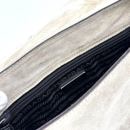 PRADA Shoulder Bag Purse Logo Suede Leather Authentic