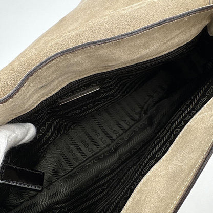 PRADA Shoulder Bag Purse Logo Suede Leather Authentic