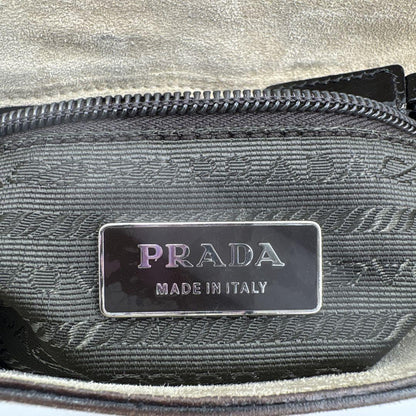 PRADA Shoulder Bag Purse Logo Suede Leather Authentic