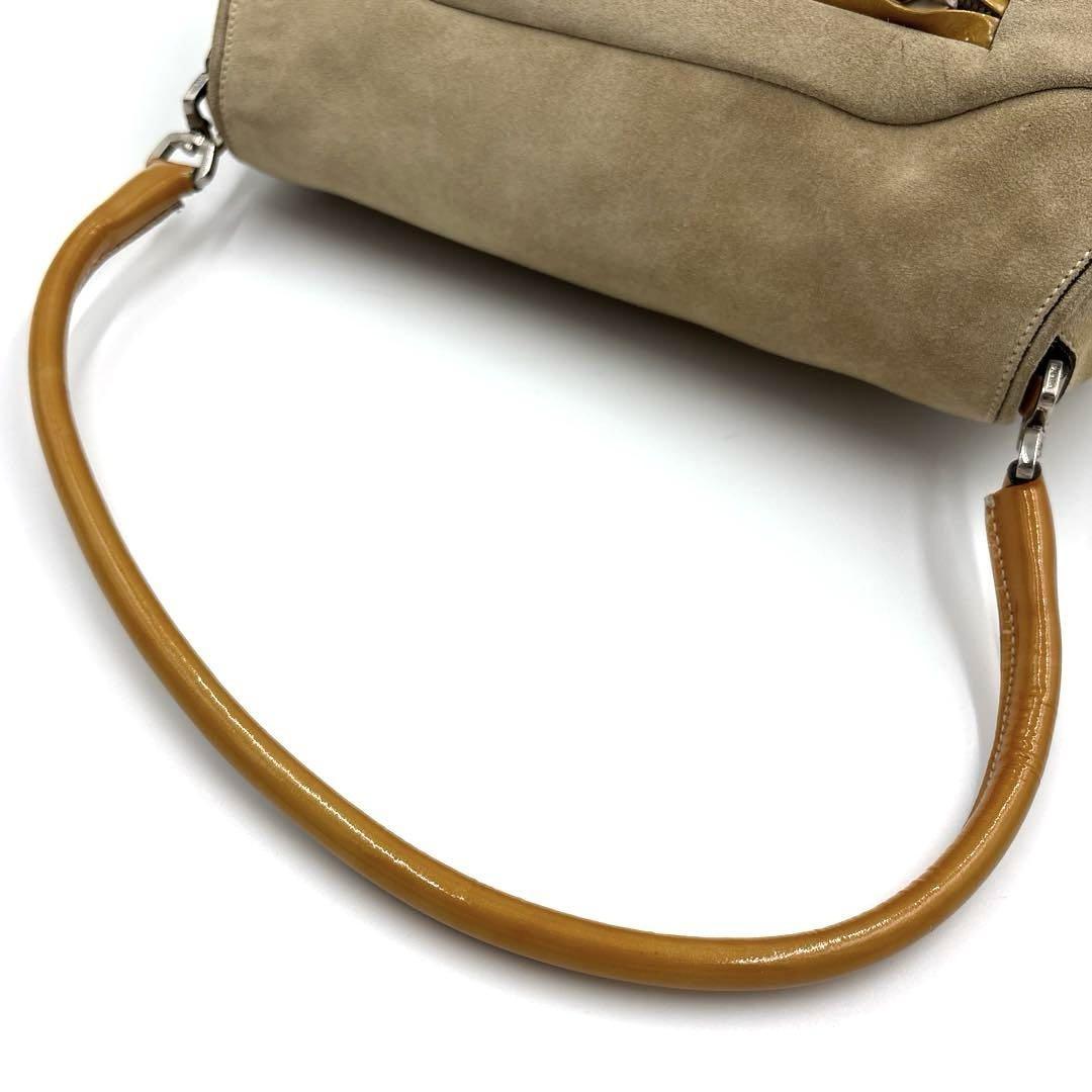 PRADA Shoulder Bag Purse Logo Suede Leather Authentic