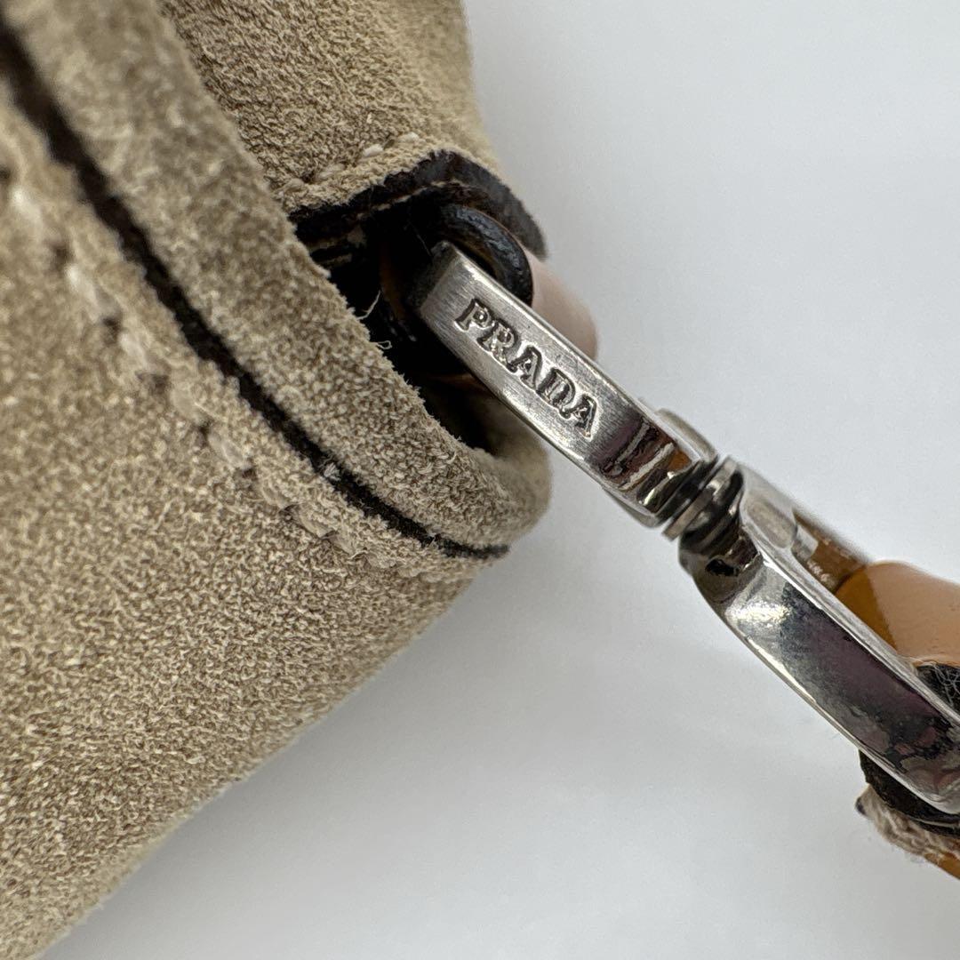 PRADA Shoulder Bag Purse Logo Suede Leather Authentic