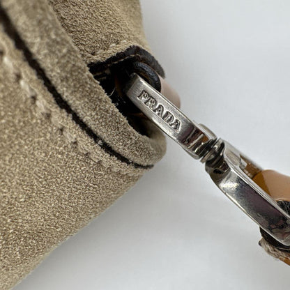 PRADA Shoulder Bag Purse Logo Suede Leather Authentic
