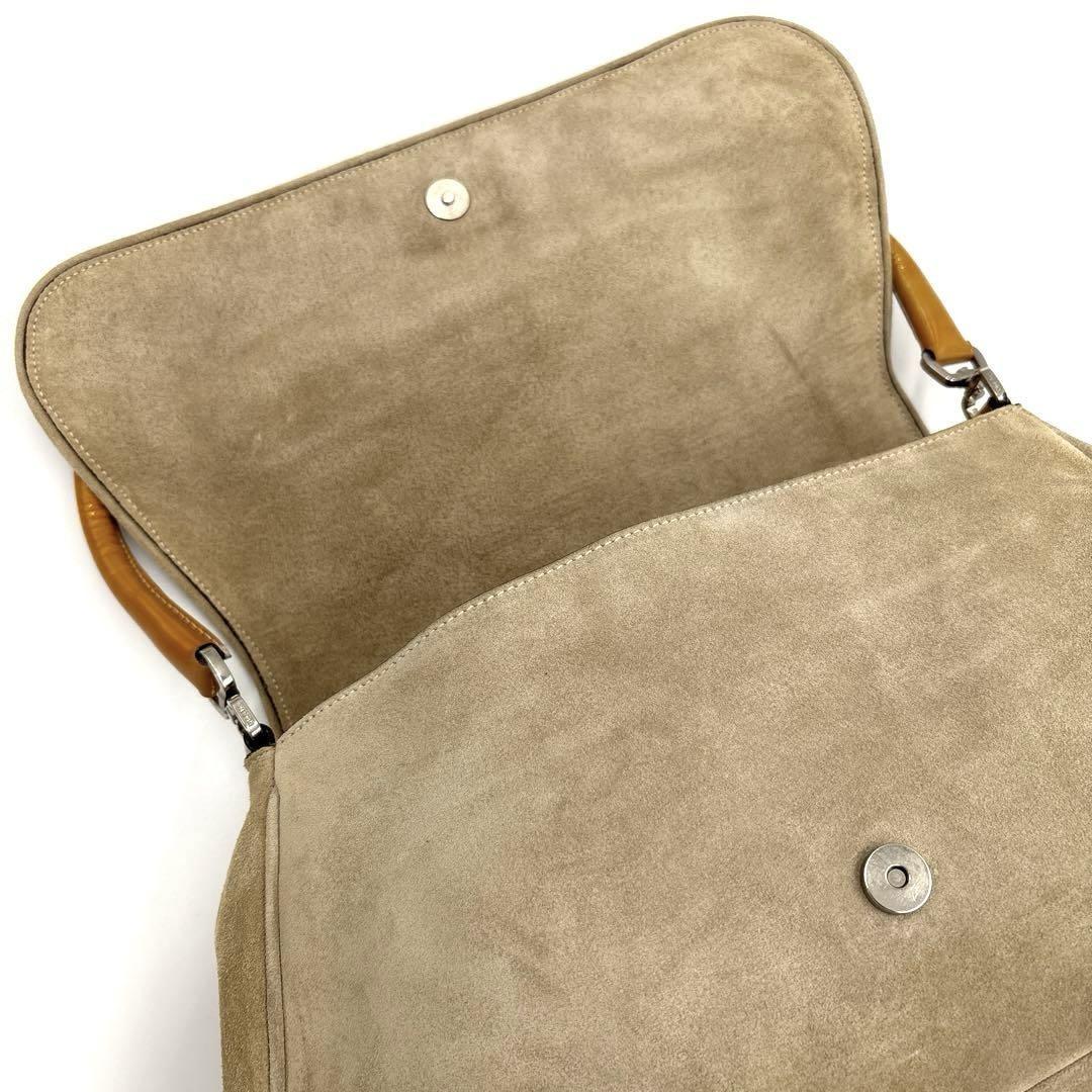 PRADA Shoulder Bag Purse Logo Suede Leather Authentic