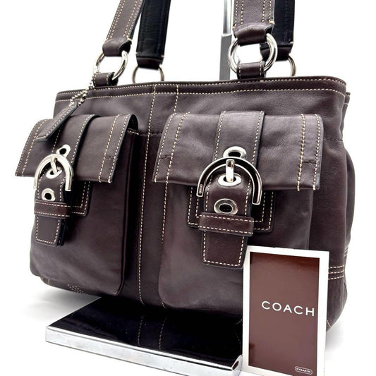COACH Hand Bag Tote Purse Soho Leather Brown Authentic