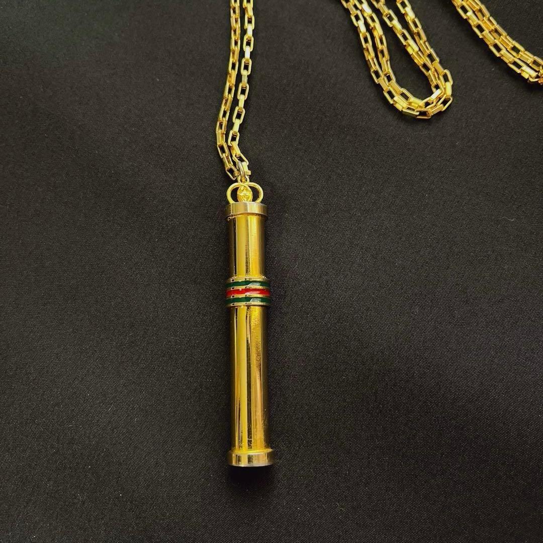 GUCCI Necklace Pendant Sherry Line Perfume Bottle Gold Women Accessory Authentic