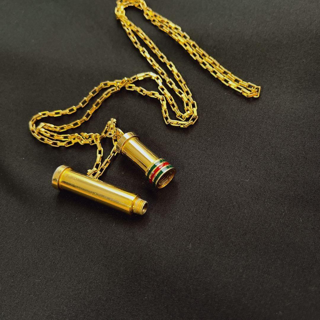 GUCCI Necklace Pendant Sherry Line Perfume Bottle Gold Women Accessory Authentic