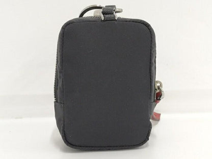 PRADA Key Ring Keychain Bag Charm Mini Pouch Logo Nylon Navy Authentic